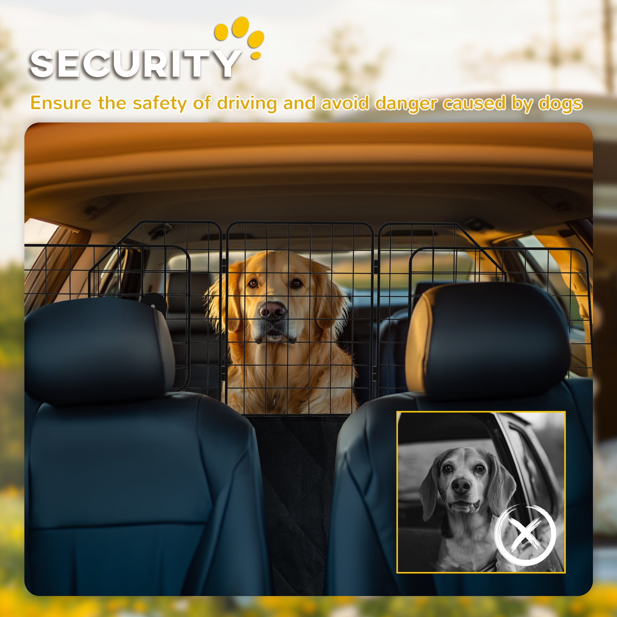 Dog Guard for Cars with Adjustable Width 93-150cm