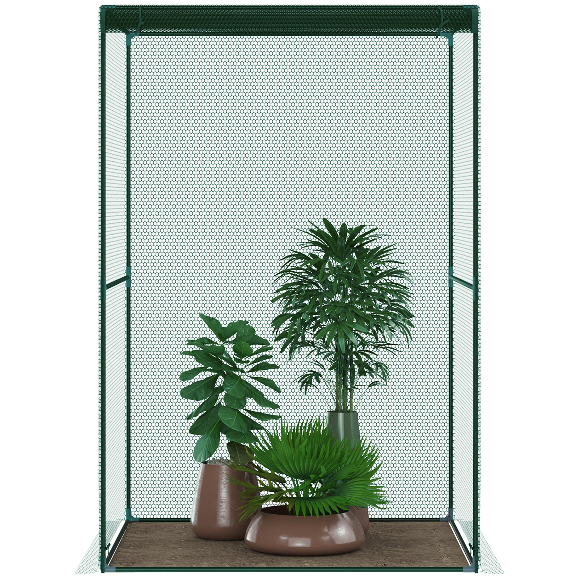 120 x 120cm Compact Plant Cage, with Netting - Green