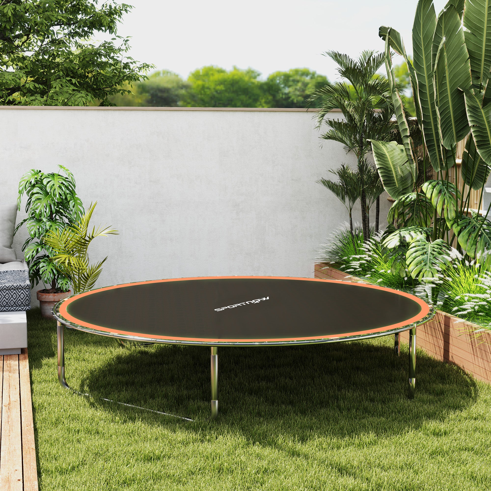 Trampoline Replacement Mat with Spring Pull Tool, 42 V-Hooks, for 8ft Trampoline using 14cm Springs, Orange