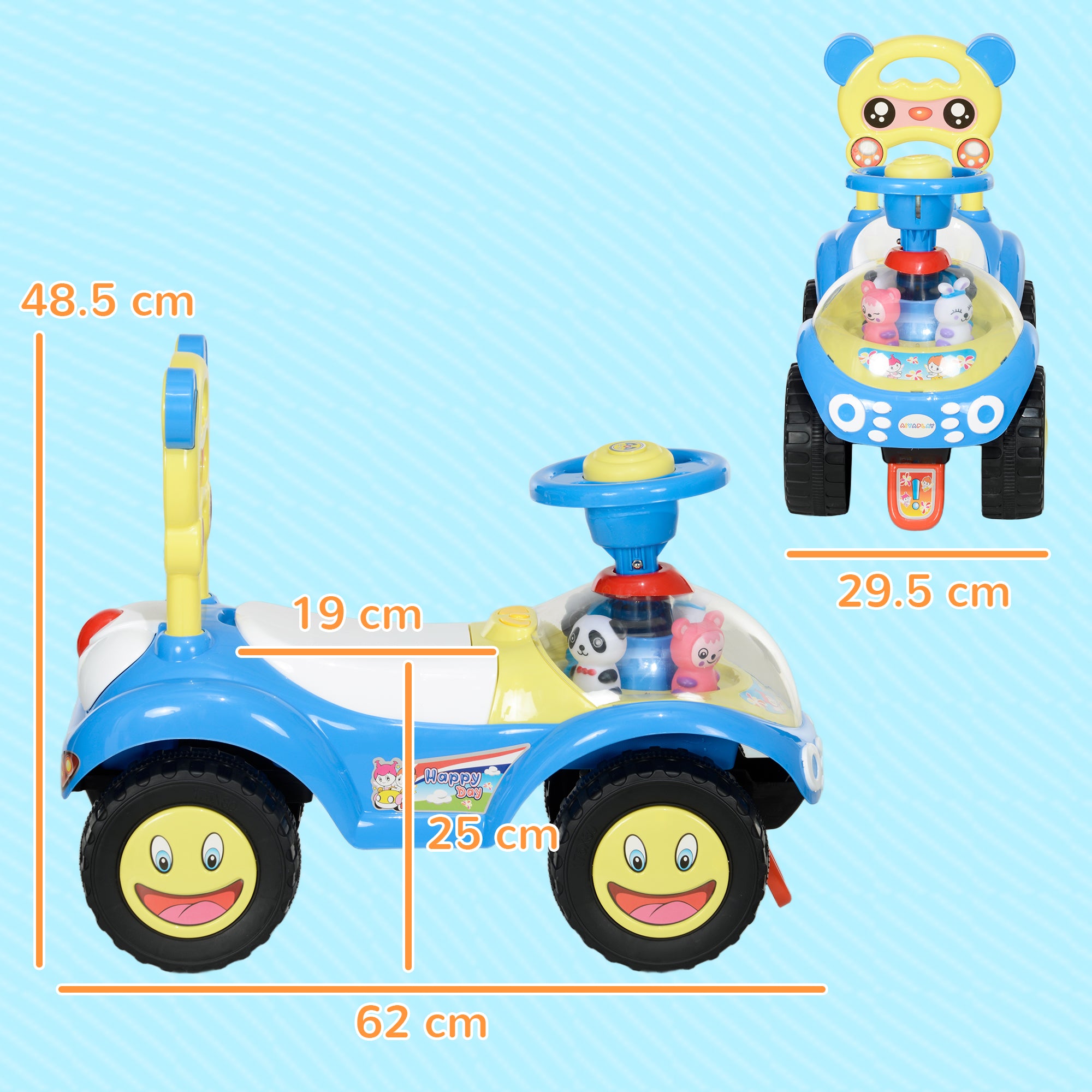 Foot to Floor oddler Ride on Toy w/ Music, Light, Horn, Under Seat Storage, Anti-Over-Backwards Device, Blue