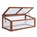 Small Wooden Cold Frame Polycarbonate Greenhouse with Openable Tilted Top Cover 100x65x40cm - Brown
