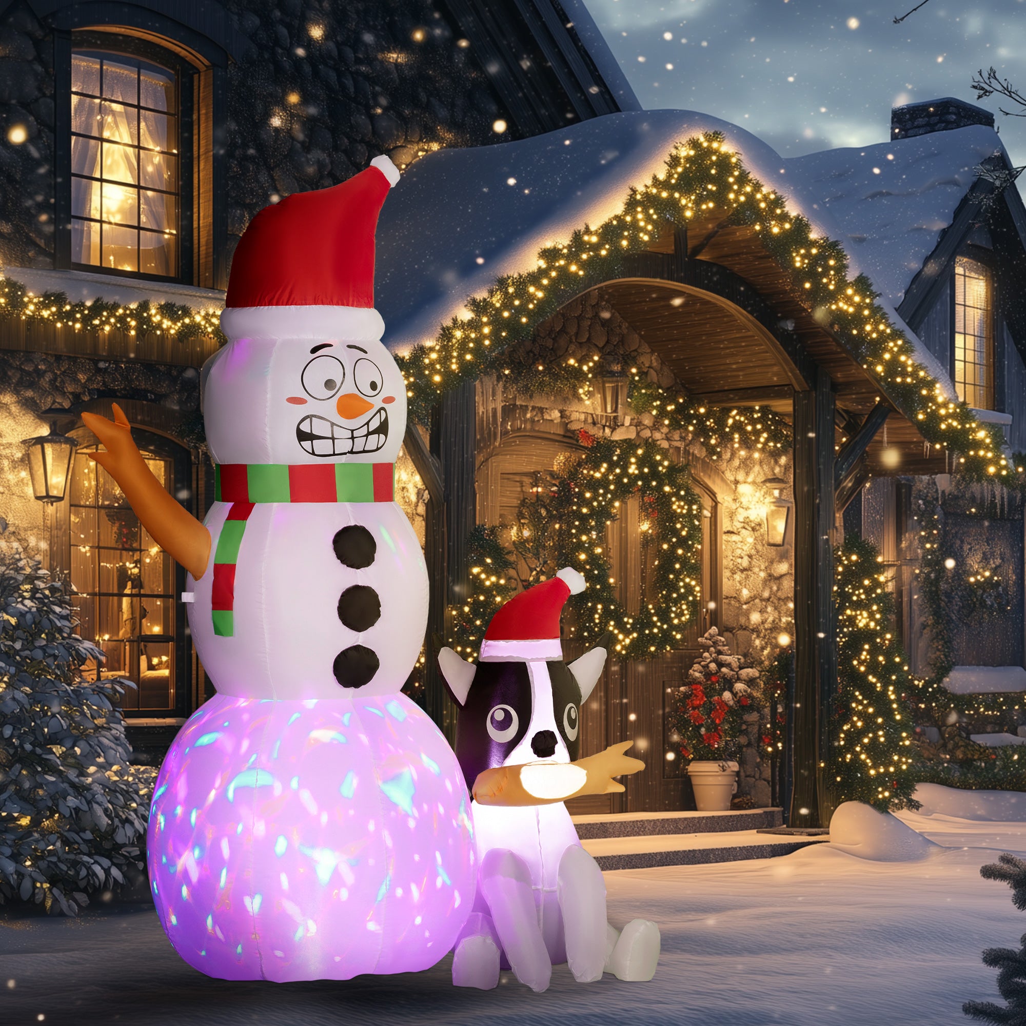 6.2ft Inflatable Santa with Dog Decoration