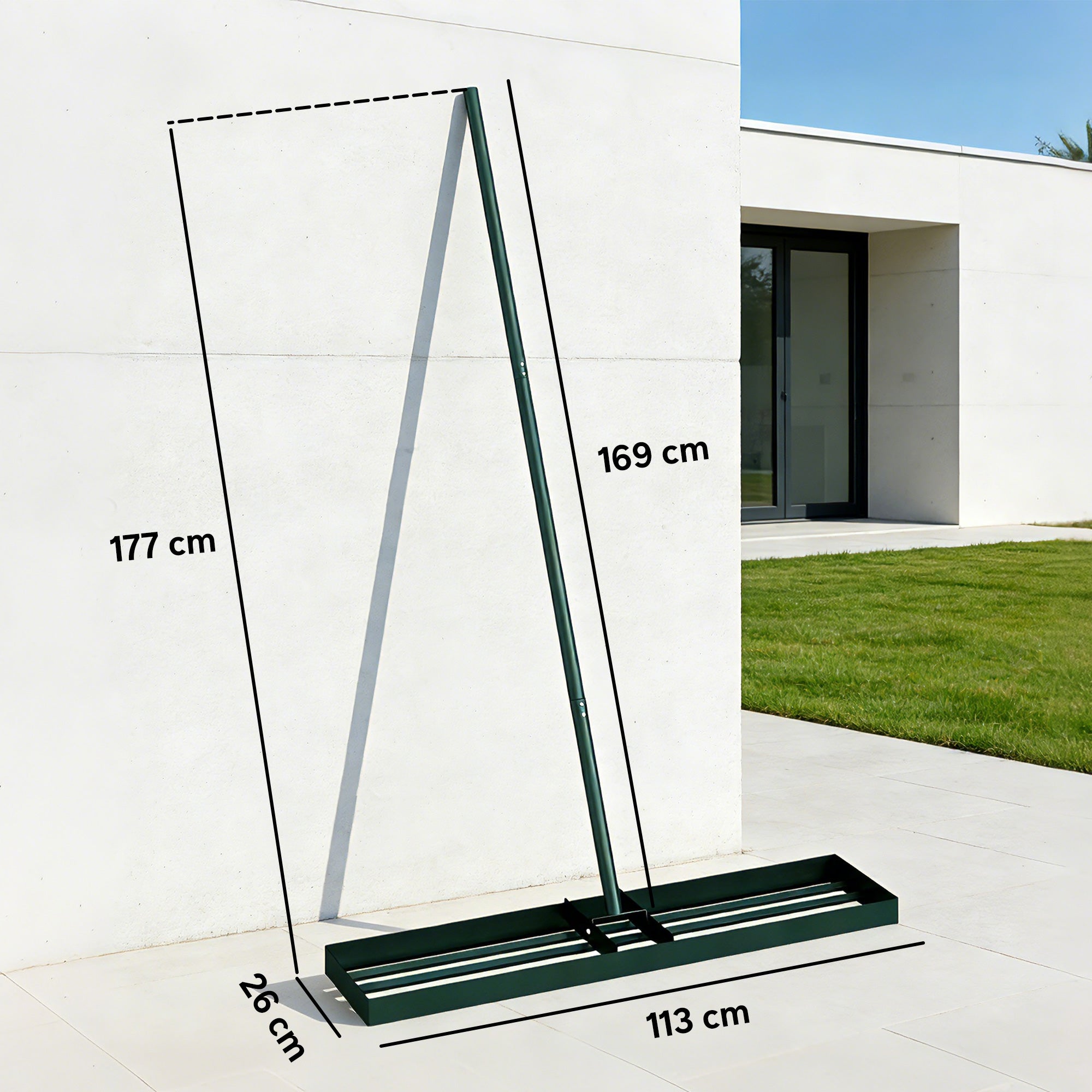 Lawn Levelling Rake, 113 x 26 cm Lawn Leveller Lute with 169 cm Handle for Grass Soil Sand Yard Golf Course