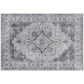 Vintage Area Rug, Non-Slip Washable Rug, Flannel Floor Carpet for Living Room, Bedroom, Dining Room, Home Office, 290 x 200 cm, Grey