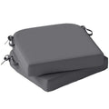 Outdoor Chair Seat Cushions Set of 2, Garden Chair Cushions with 7cm Thick Foam & Ties, Dark Grey