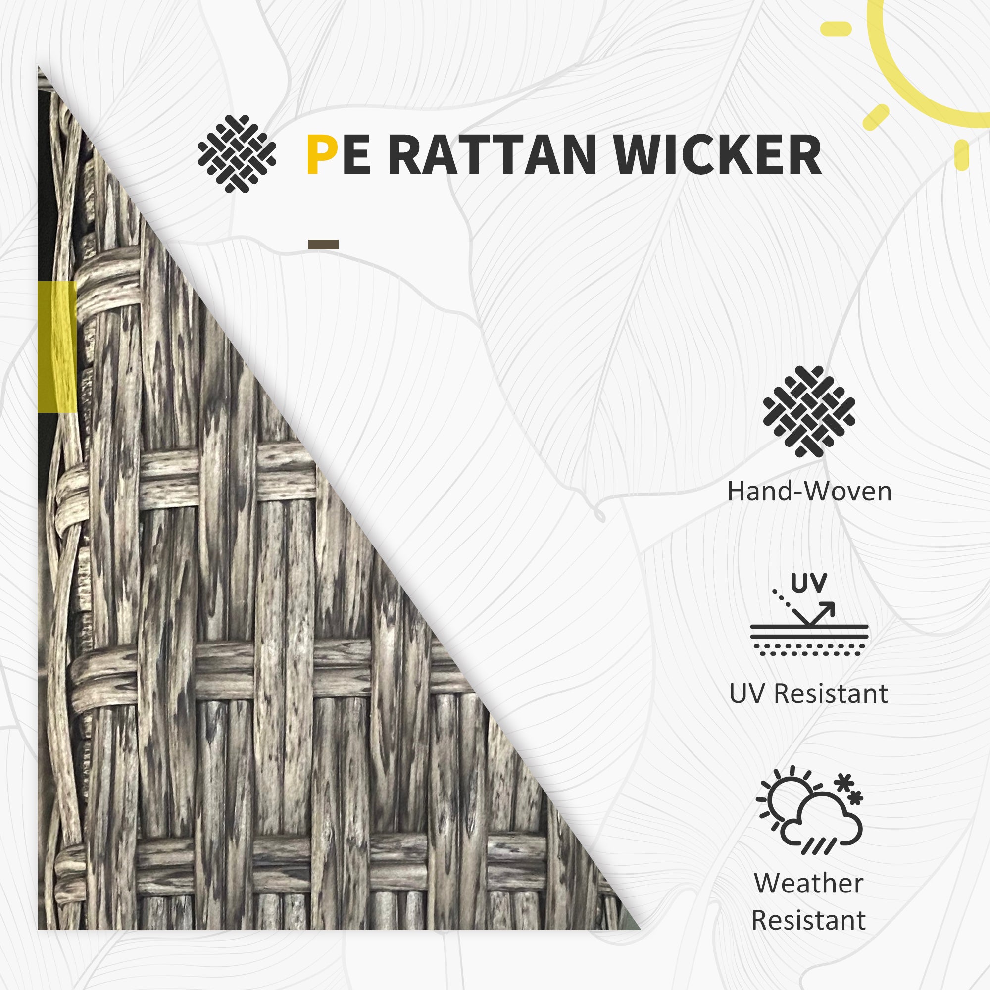 5 Piece Rattan Patio Furniture Set with Cushions - Dark Grey