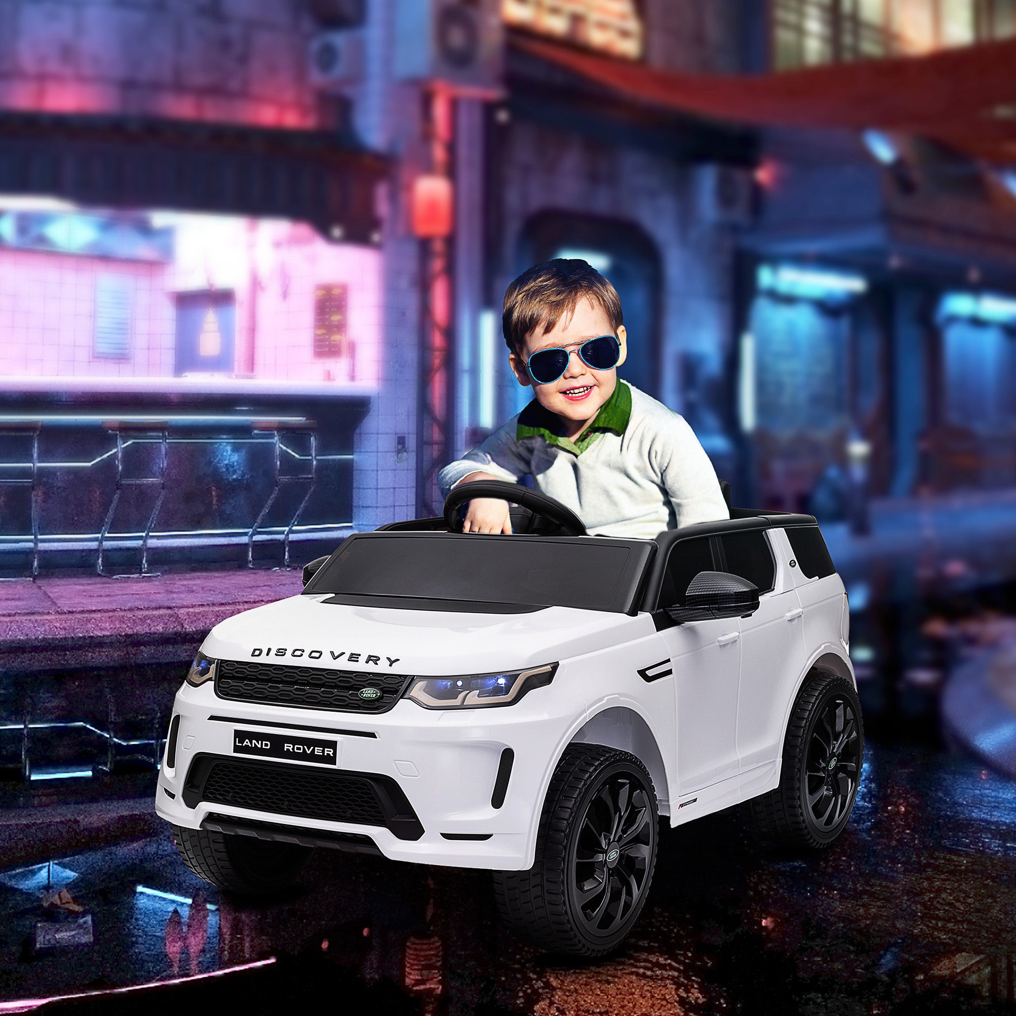 Land Rover Discovery Sport Licensed 12V Kids Ride on Car w/ Remote Control, Lights Music Horn, for 3-6 Years White