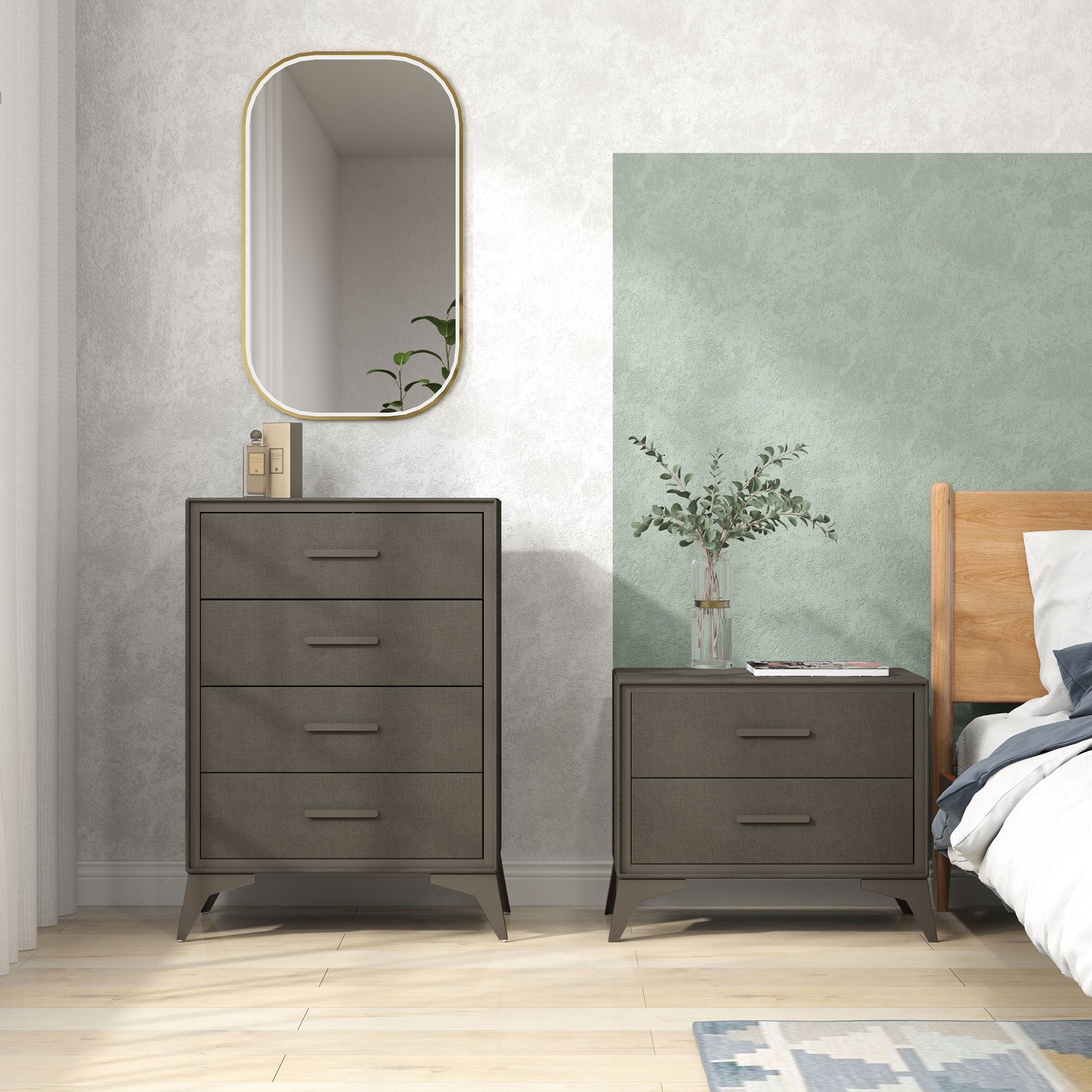 Chest of Drawers, 4 Drawer Fabric Dresser with Steel Frame for Bedroom, Living Room, Easy to Assemble, Brown