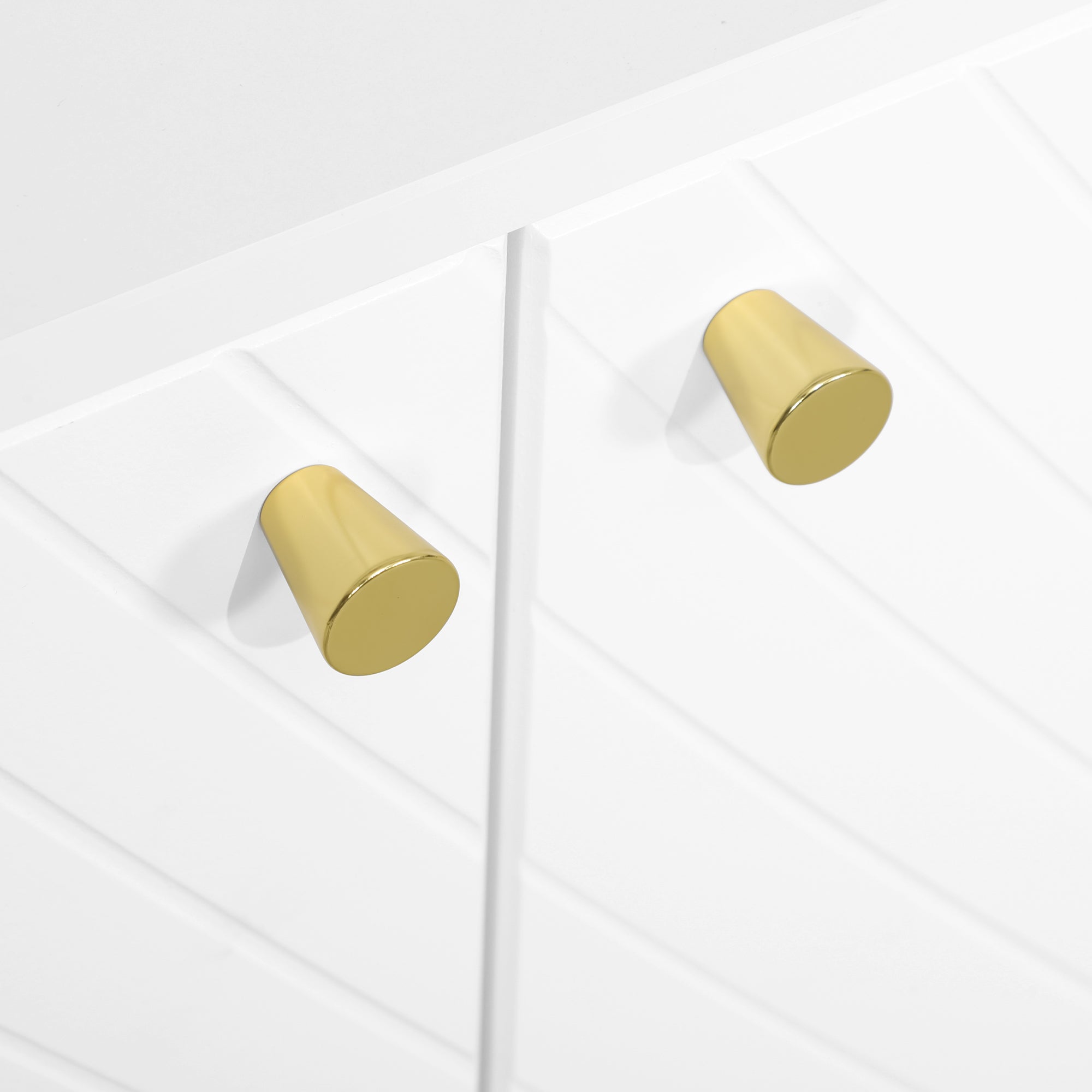 Elegant Two-Cupboard Sideboard - White/Gold-Tone