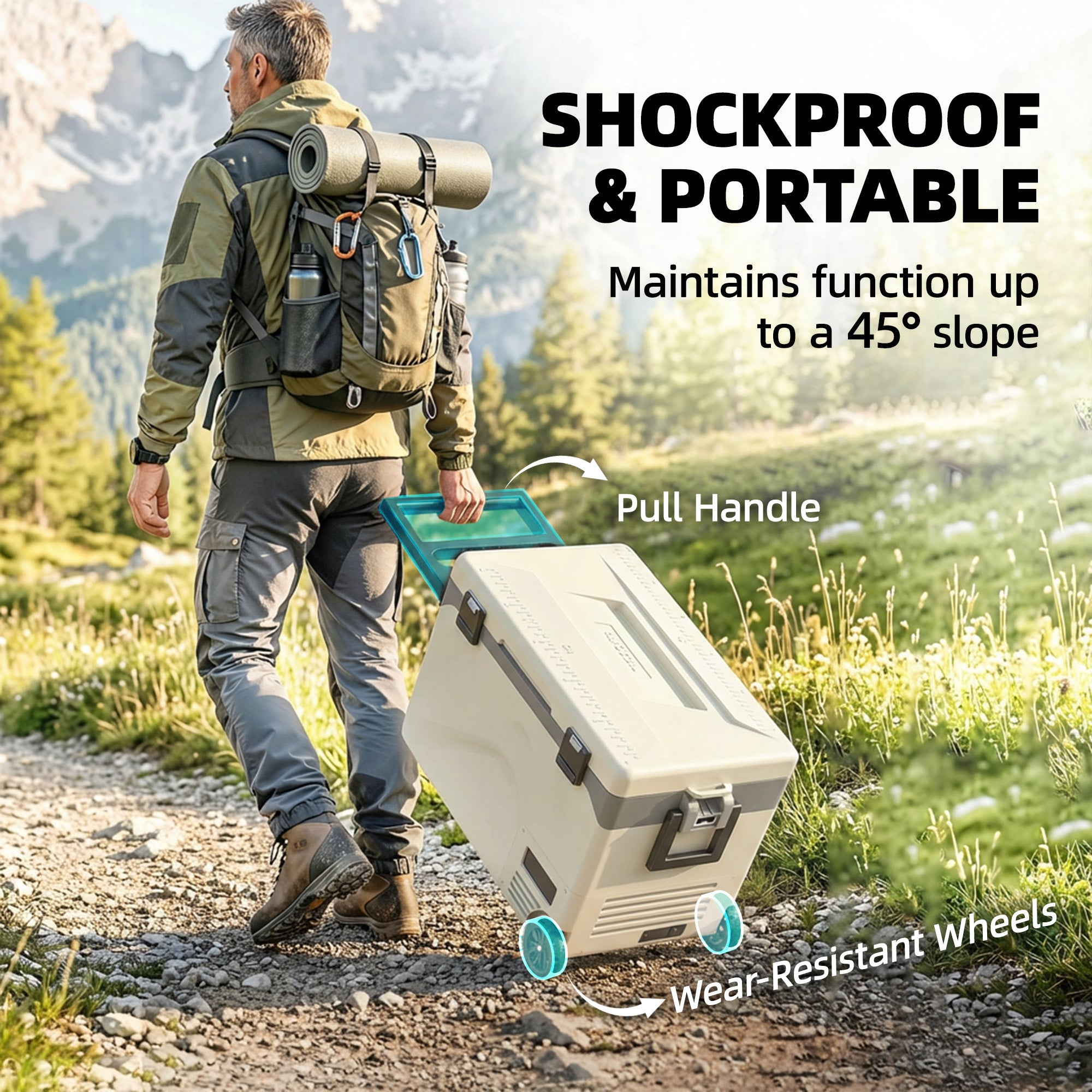 42.5L Compressor Car Fridge Freezer, Camping Refrigerator with App Control, 20℃-20℃