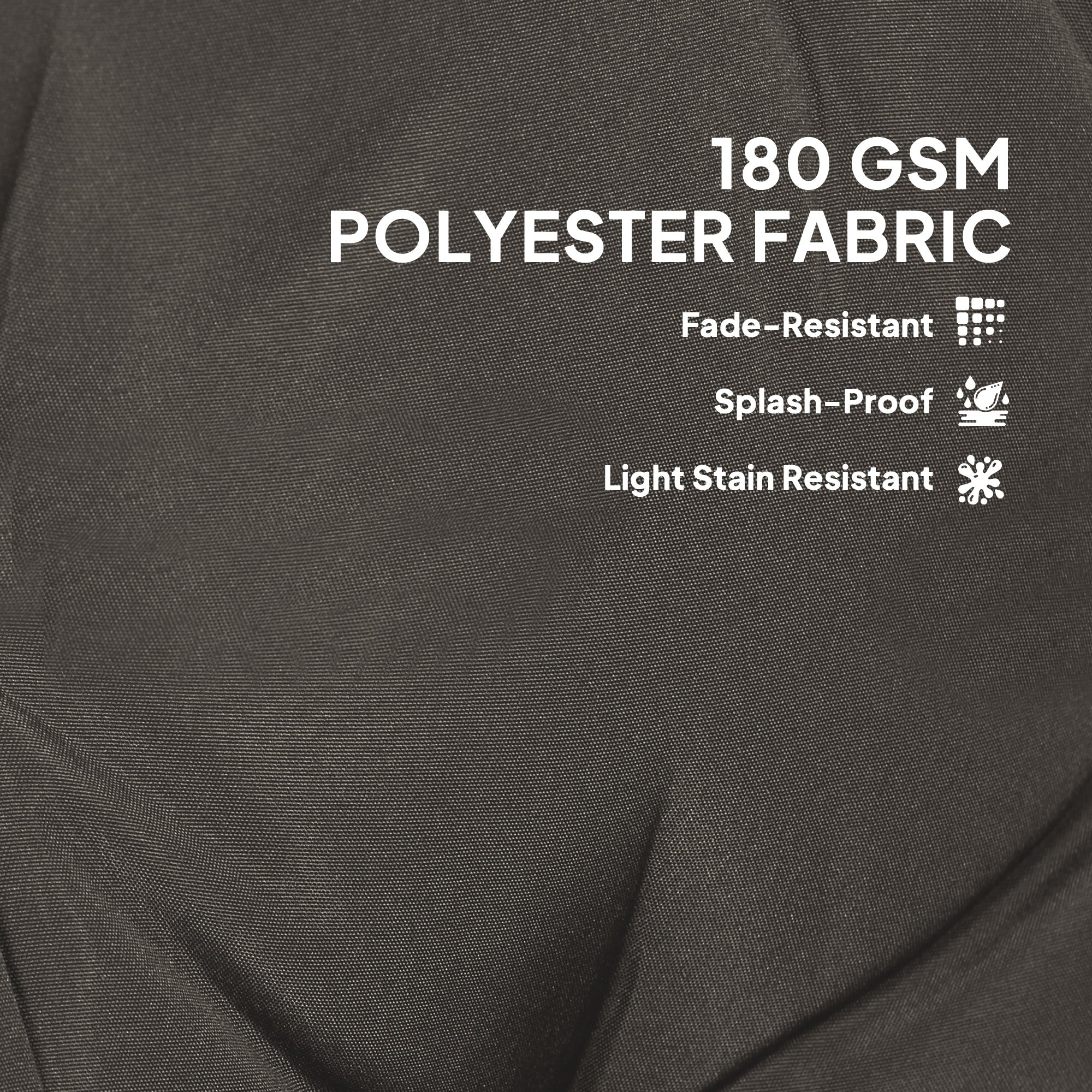 Set of Four Cotton Filled Padded Garden Seat Cushions - Charcoal Grey