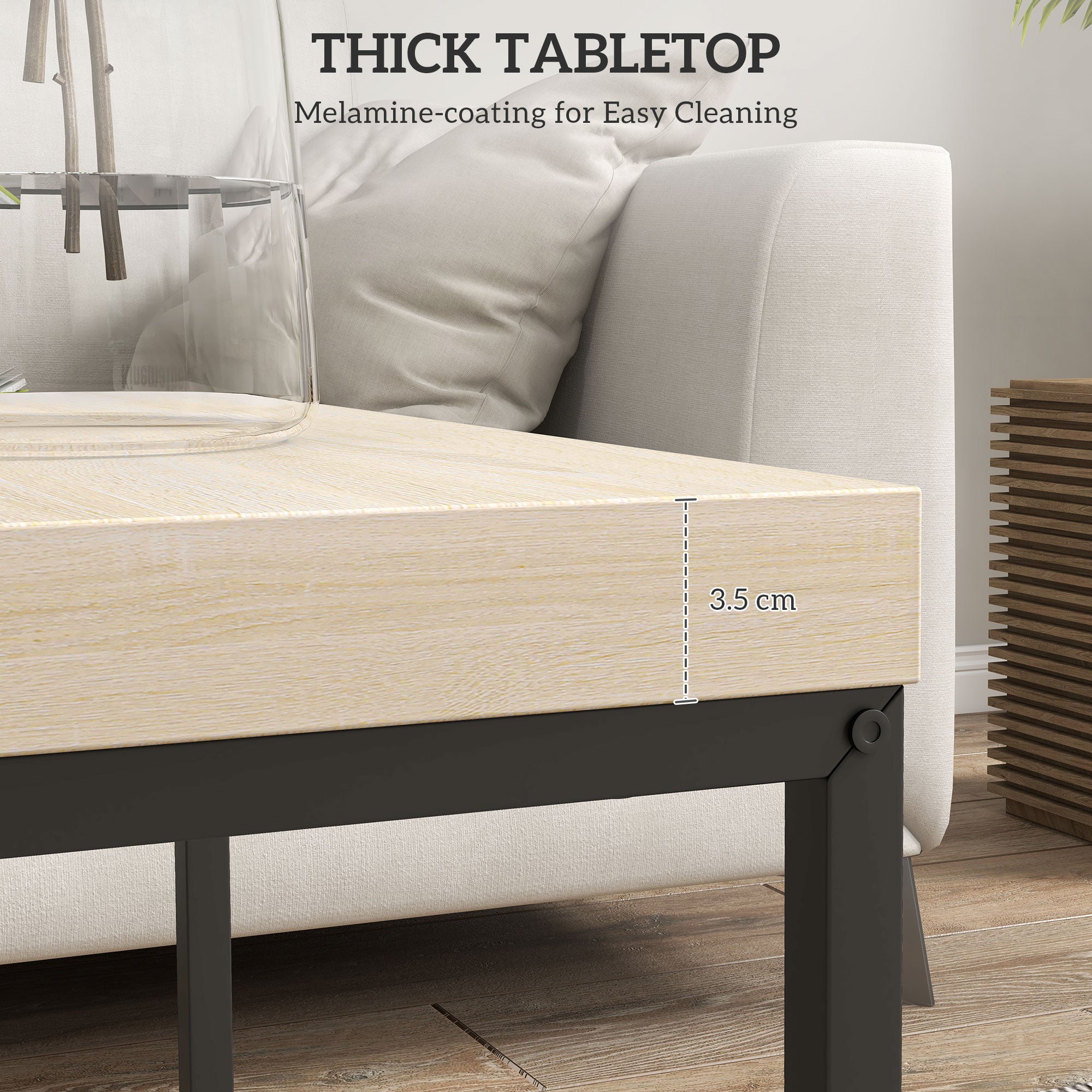 Coffee Table Set of 2 with 3.5cm Thick Oak Tabletops - Oak