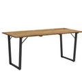 6 Seater Wooden Garden Dining Table, 175 x 80 cm Rectangular Outdoor Dining Table with 5cm Parasol Hole and Slatted Top, Weather Resistant for Patio, Terrace, Brown