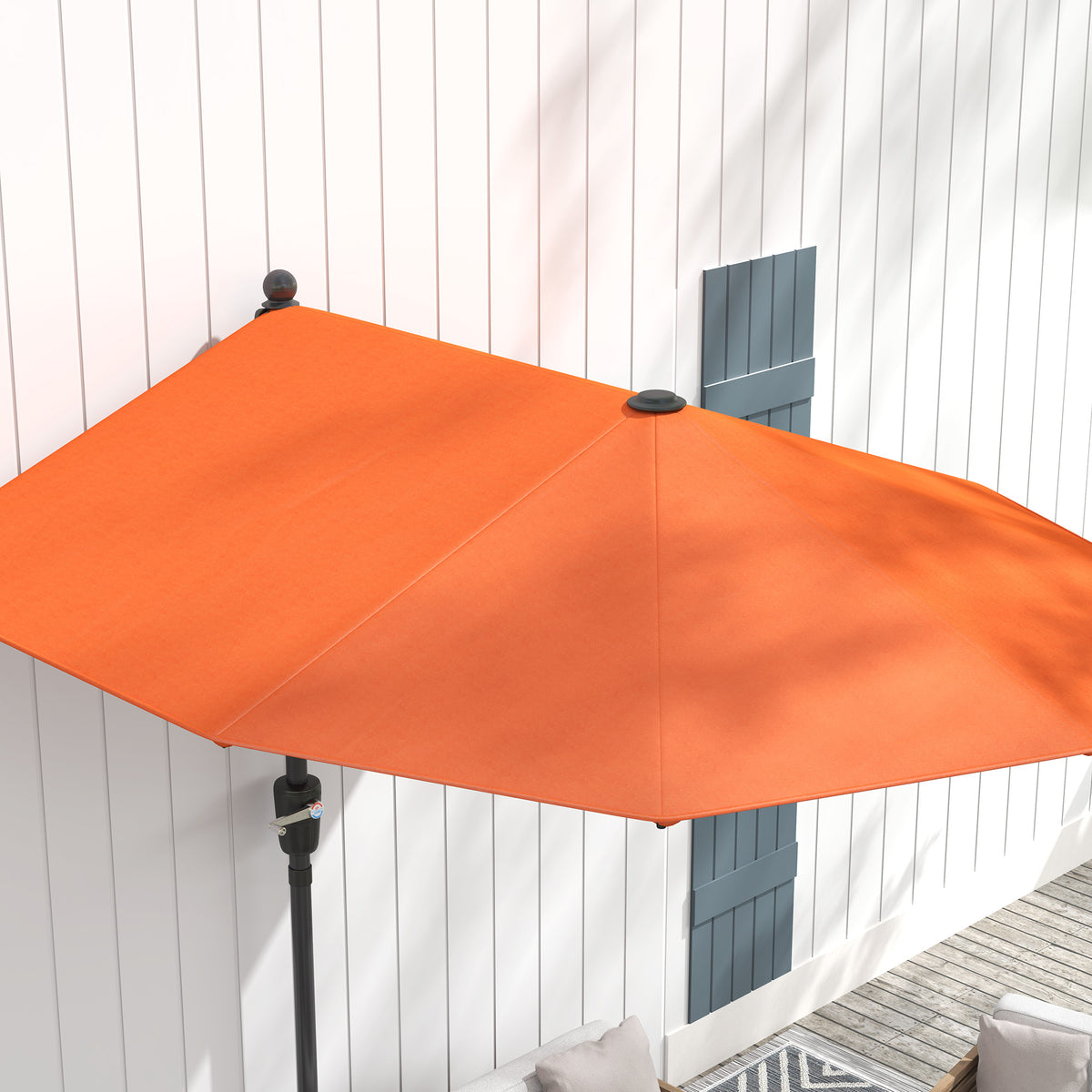 2 Metre Half Parasol Garden Umbrella with Crank Handle - Orange