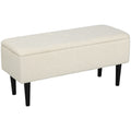 47L Teddy Fleece Storage Ottoman with Padded Seat - Cream
