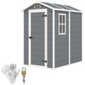 4x6ft Plastic Garden Shed with Floor and Lockable Door - Grey