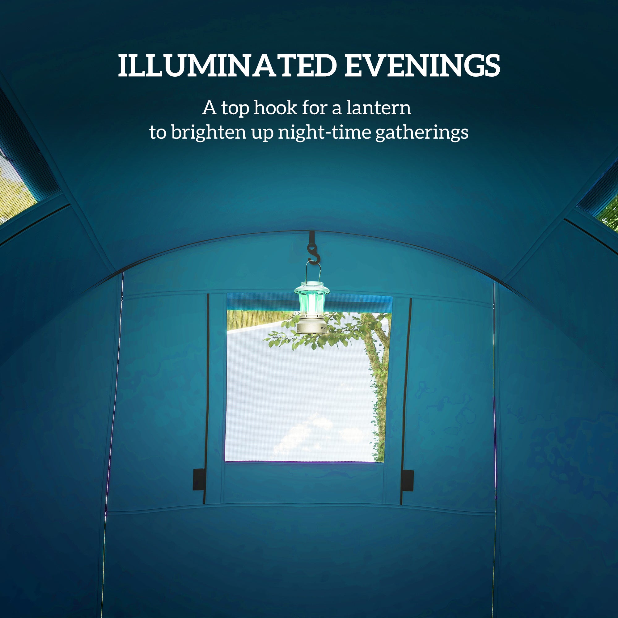 Spacious Four Man Duo Tunnel Tent for Camping - Sky Blue