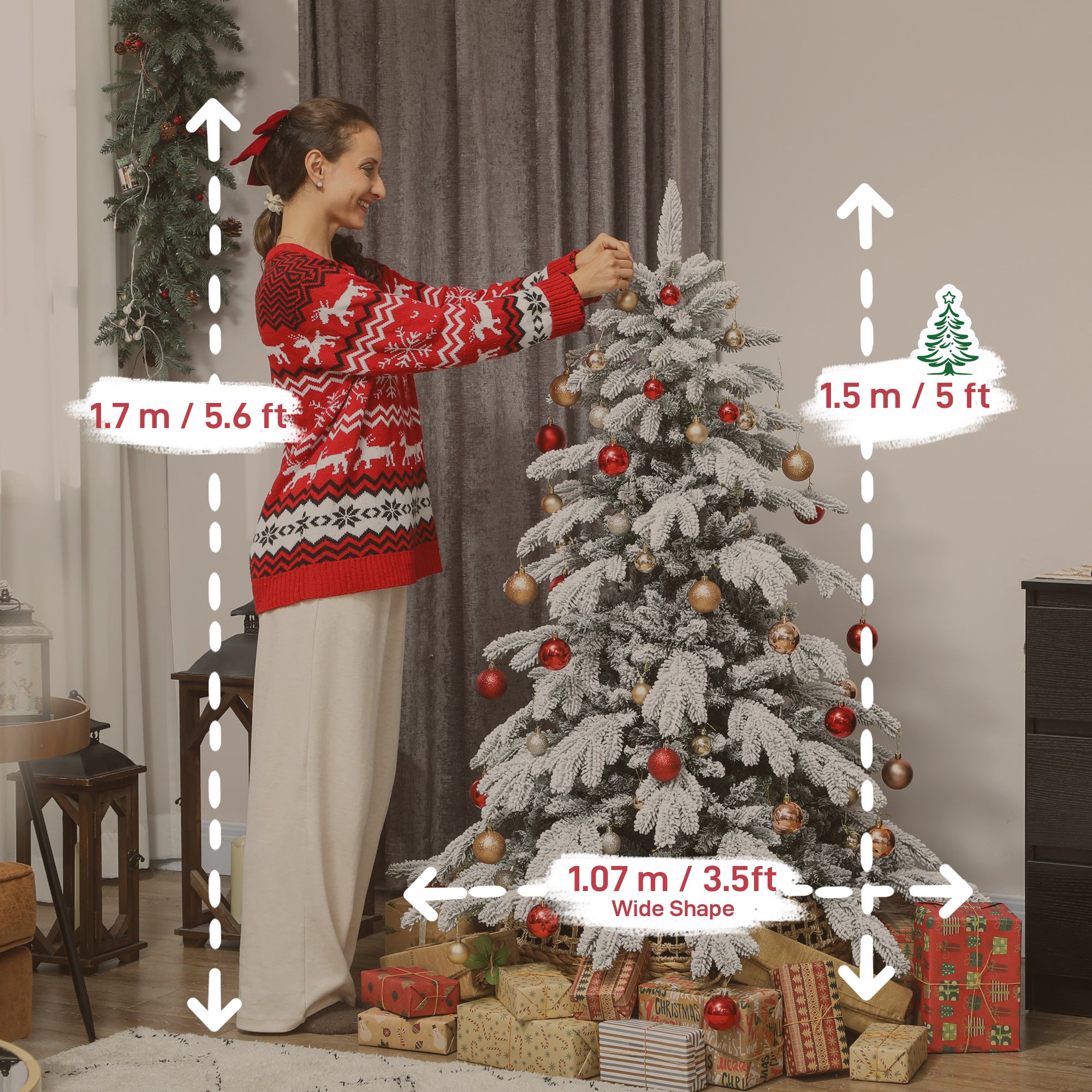 5ft Super Flocked Christmas Tree - Green/White