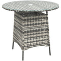 Wicker Rattan Garden Coffee Table with Umbrella Hole 80cm - Grey
