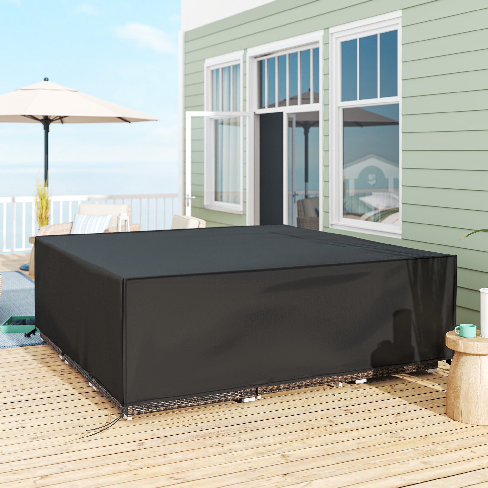 Large Patio Furniture Set Cover 600D Oxford Waterproof Black
