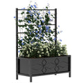 Galvanised Raised Garden Bed with Trellis and Drainage Holes 90x40x120 cm - Black