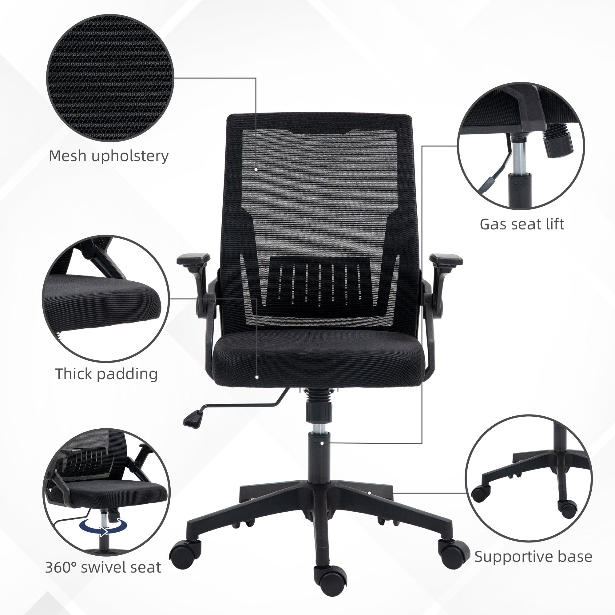 Office Chair, with Lumbar Support - Black