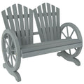 Fir Wood Love Seat with Wheel-Shaped Armrests Large Load-Bearing Chair - Grey