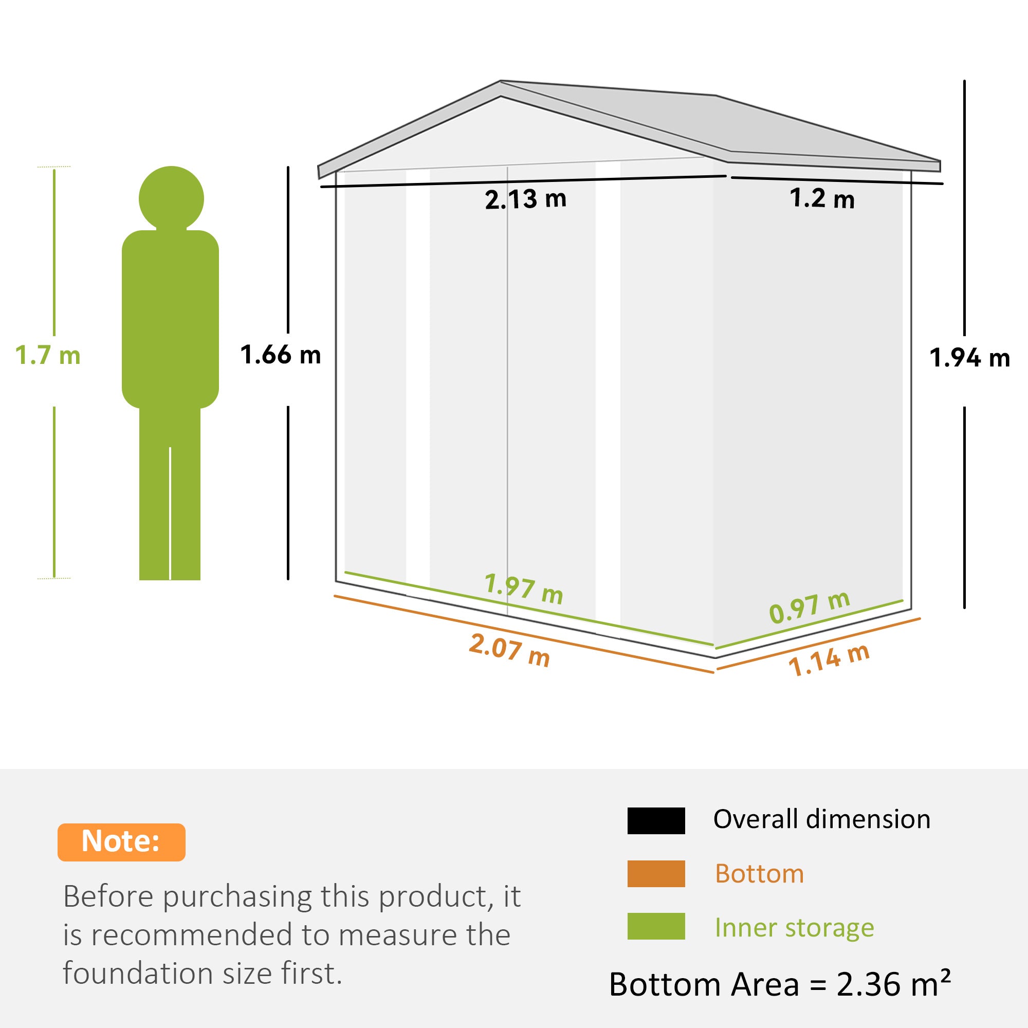 7 x 4ft Garden Shed, Easy to Assemble, Upgraded Galvanised Steel Frame with Foundation Kit, Double Doors with Lock, Outdoor Metal Shed with Vents and Gloves, Garden Storage Shed, Light Grey