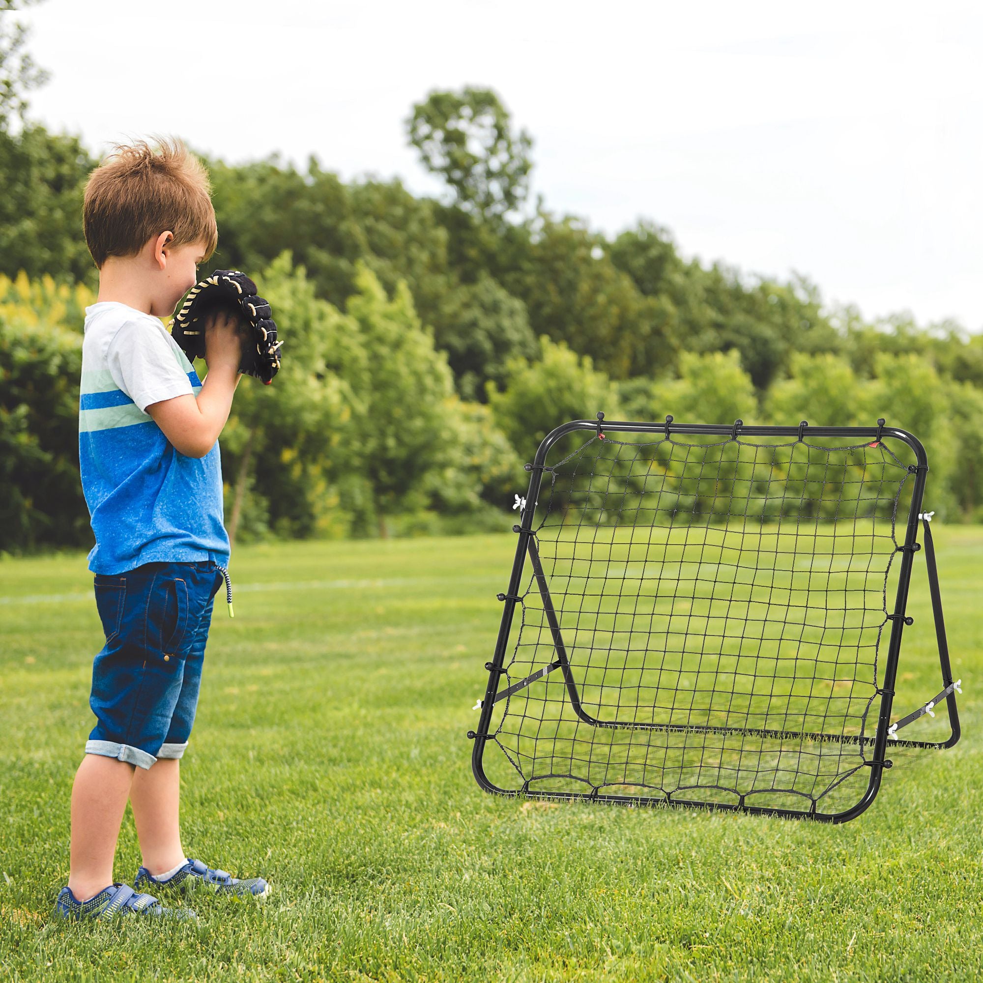 Rebounder Net, Practise Kickback Goal, for Teens, Adults Training - Black