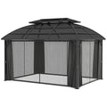 4 x 3m Aluminium Frame Hard Gazebo with Accessories - Black