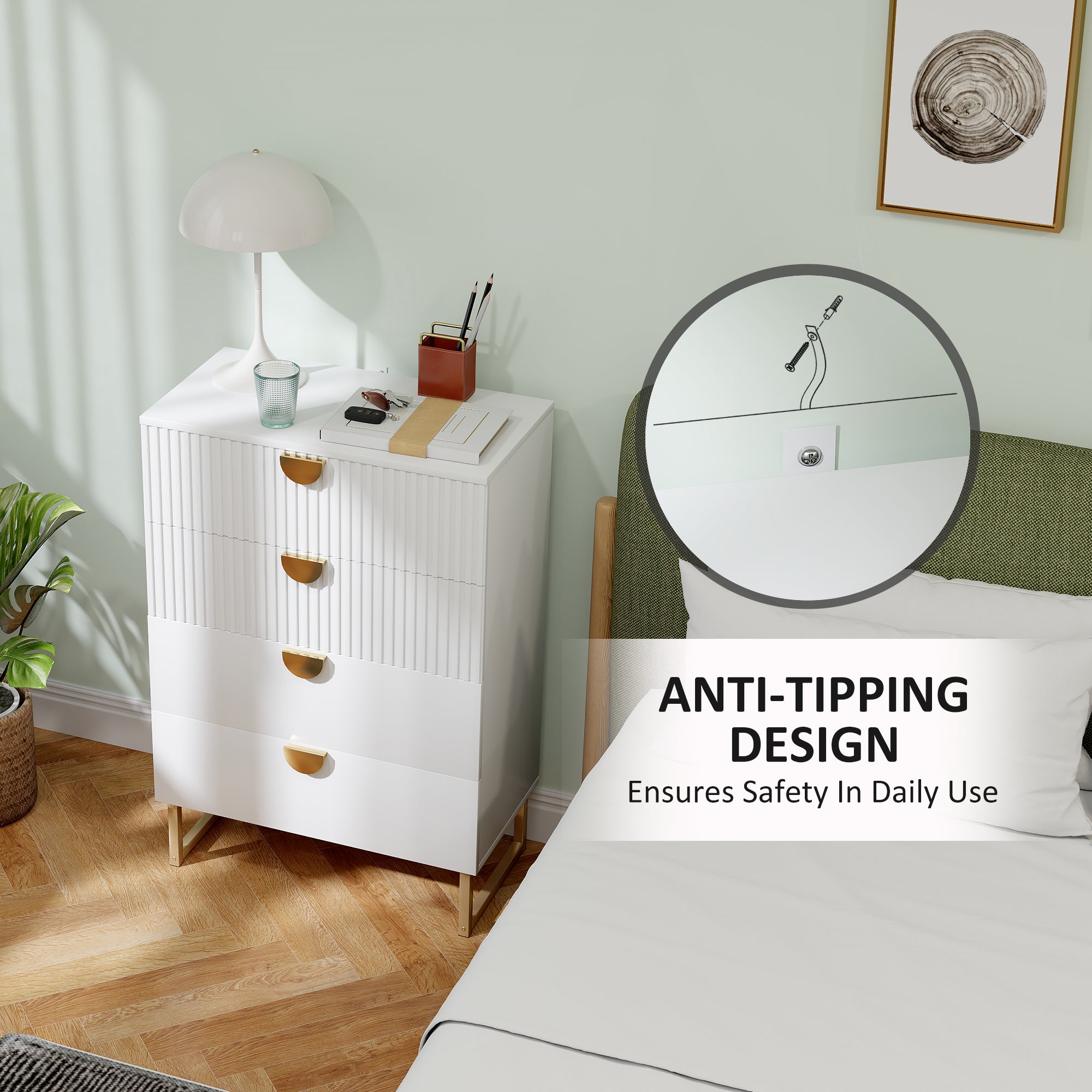 Elegant Chest of Four Drawers - White