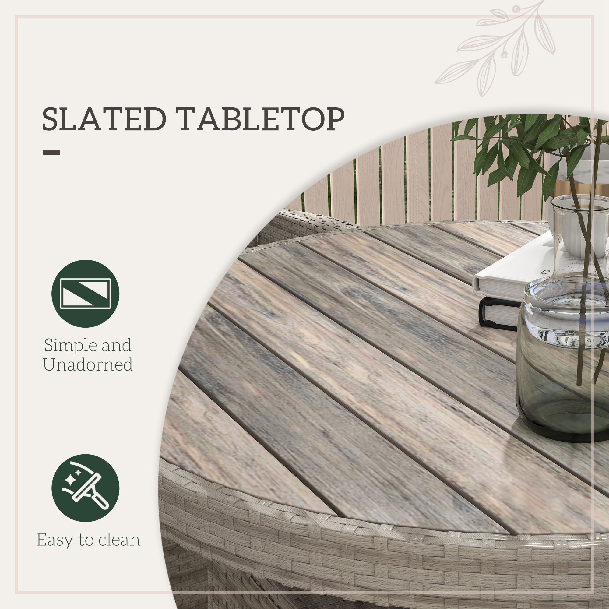 Five-Piece Rattan Garden Set, with Two-Tier Table - Grey