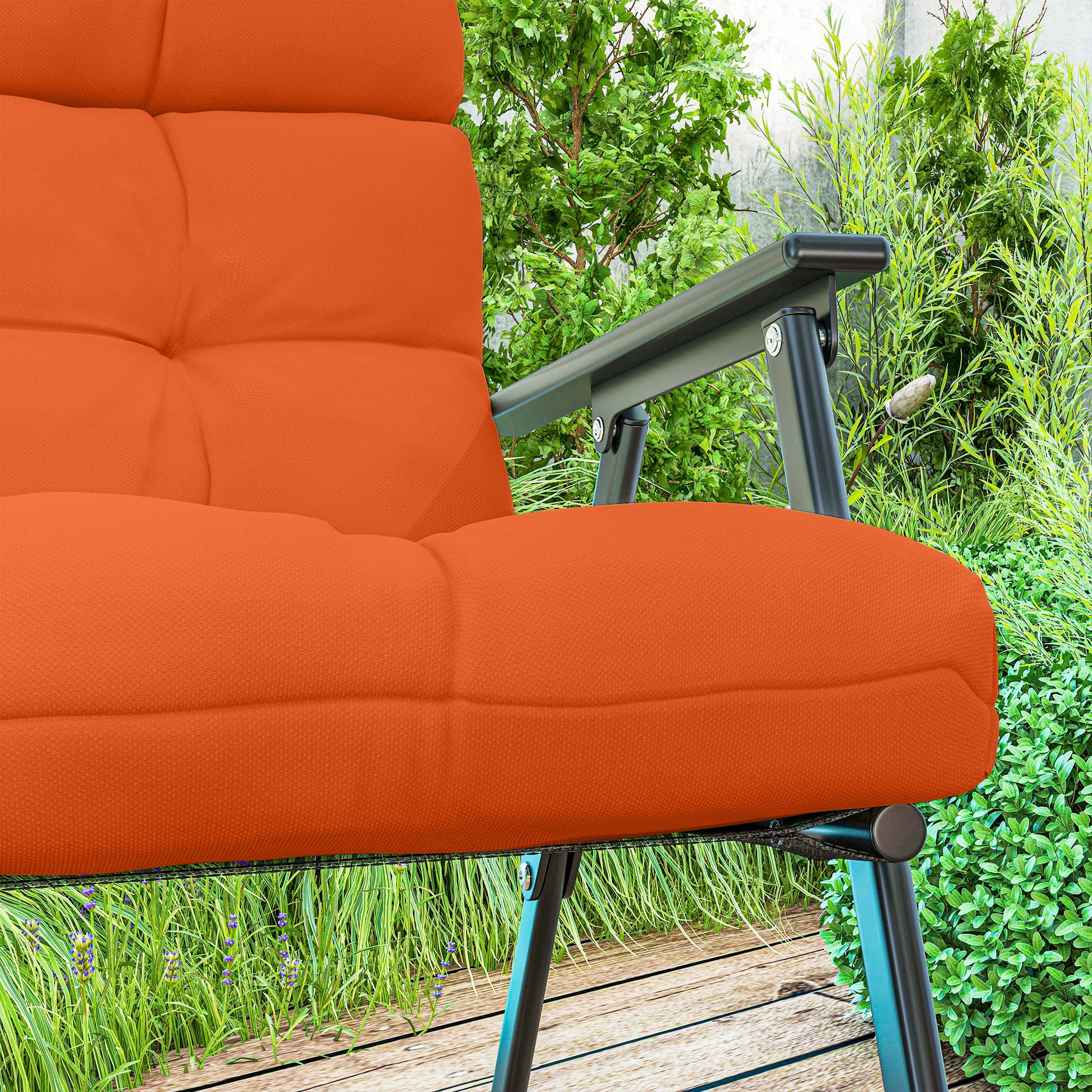 Set of Two Padded Outdoor Seat Cushions - Orange