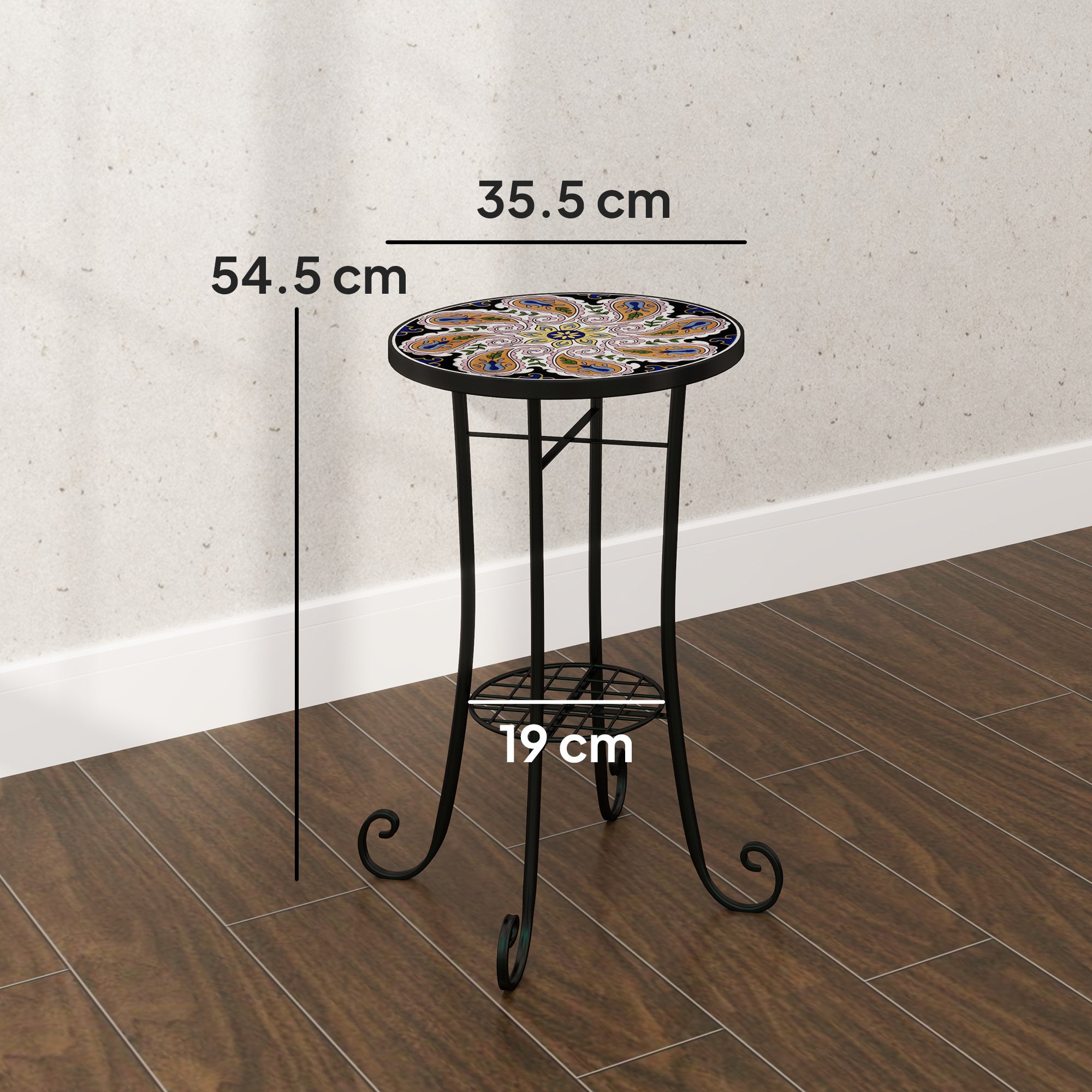 1 Piece Mosaic Garden Side Table with Ceramic Tile Top - Orange