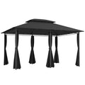 3 x 4m Steel Gazebo with Curtains - Black