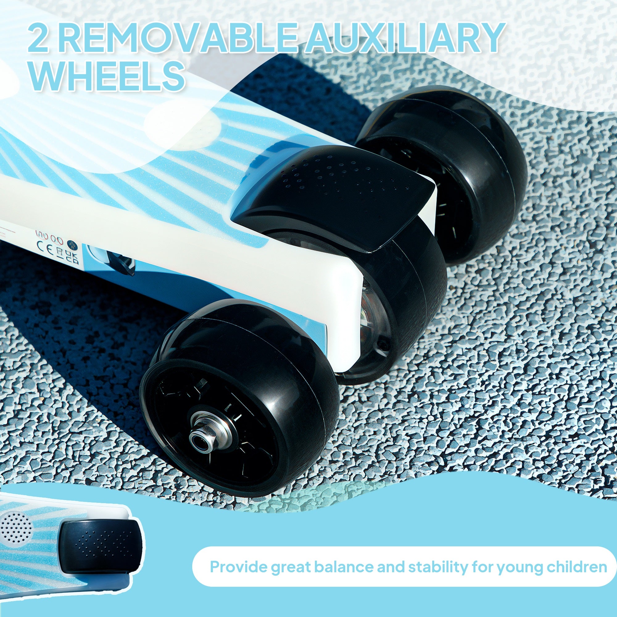 Electric Scooter for Kids Ages 4-7, with Auxiliary Rear Wheels, Flashing LED Light and Electric Brake, Kids Electric Scooter for Boys Girls, 6 KM/H & 8 KM, Blue