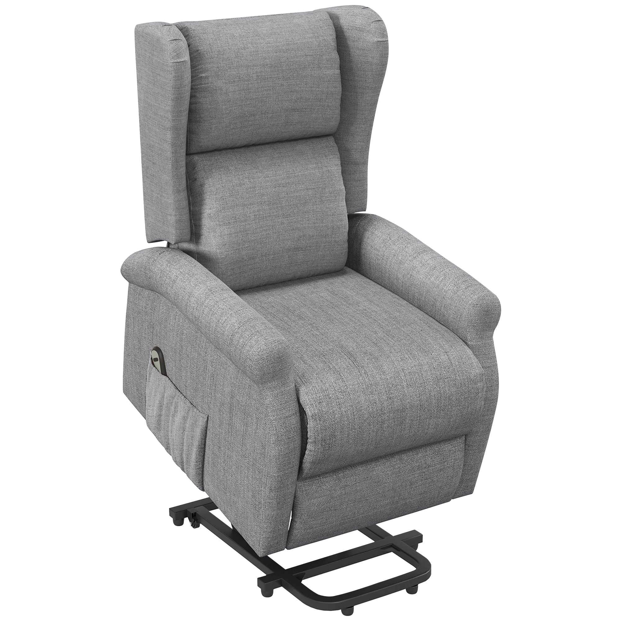 Power Lift Recliner Armchair, Electric Lift Chair for Elderly, Fabric Riser and Reclining Chair with Remote Control, Side Pockets, Extended Footrest, for Living Room, Grey