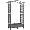 Raised Garden Bed with Arch Trellis, Raised Bed for Garden on Wheels with Side Trellis, Self Watering Planter Box