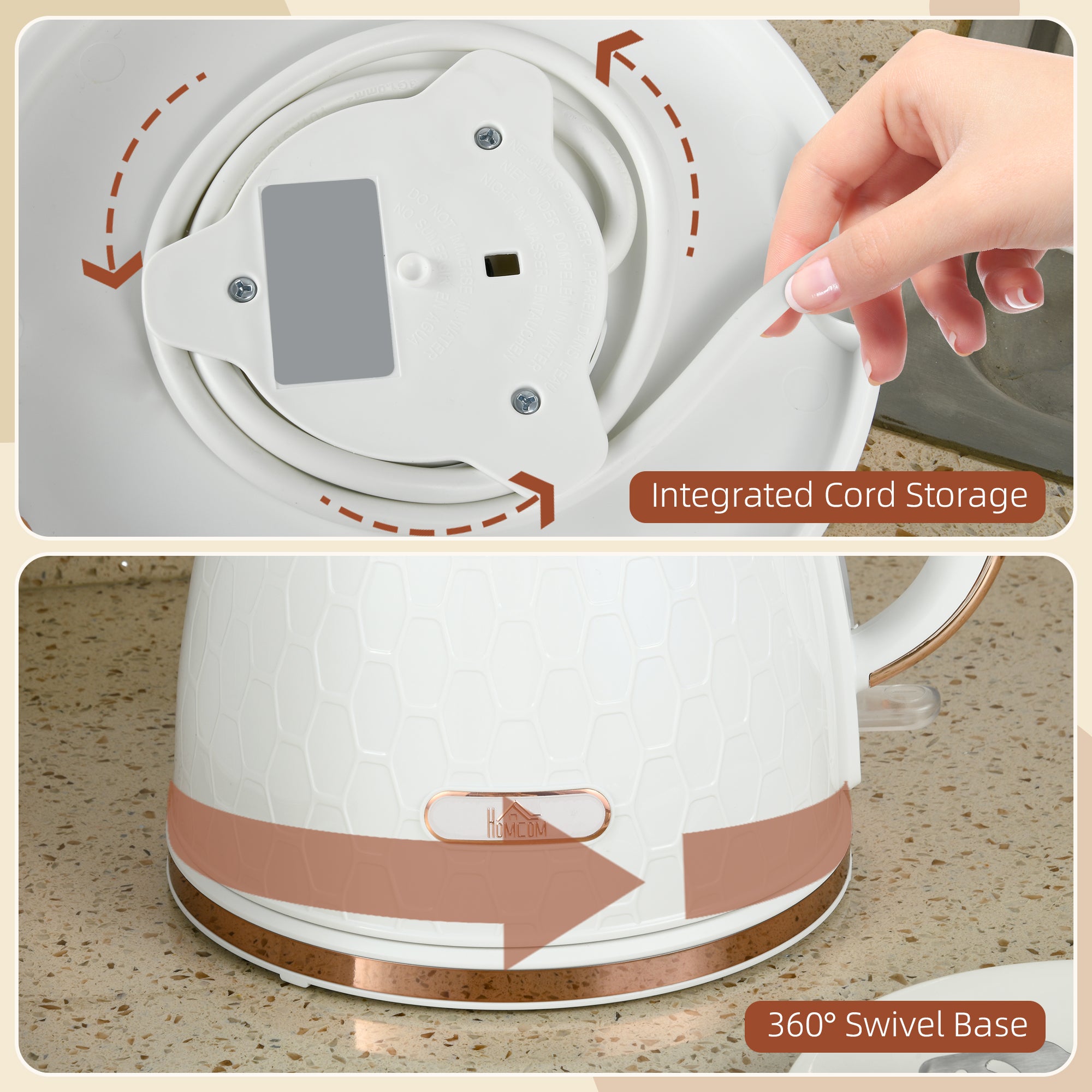 3kW Rapid Boil Honeycomb Kettle - Cream