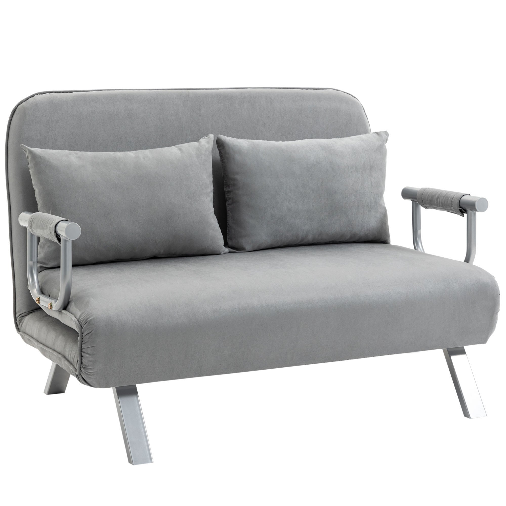 Two-Seater Click-Clack Sofa Bed - Light Grey