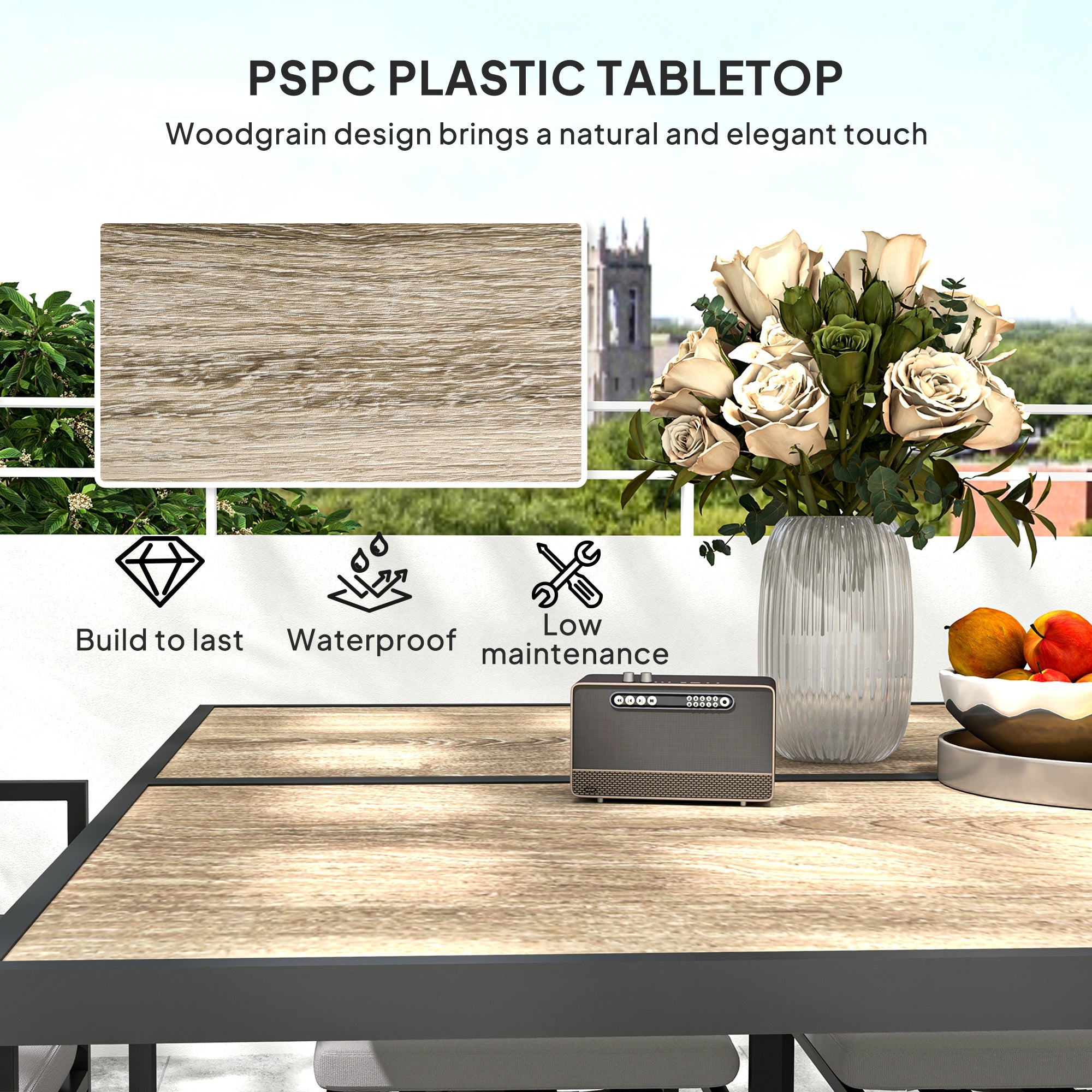 9 Piece Steel Frame Garden Dining Set with Cushions - Grey