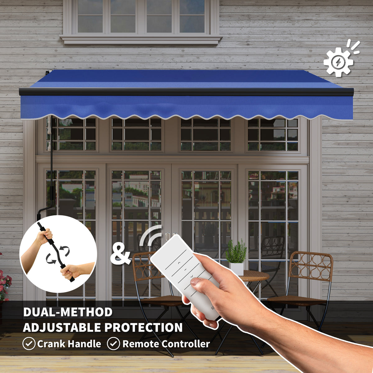 3 Metre Electric Retractable Awning with LED Light - Blue