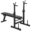 Adjustable Foldable Weight Bench with Barbell Rack - Black
