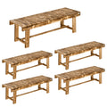 5-Piece 2-Seater Fir Wood Garden Bench Set 110x38x35cm - Carbonised