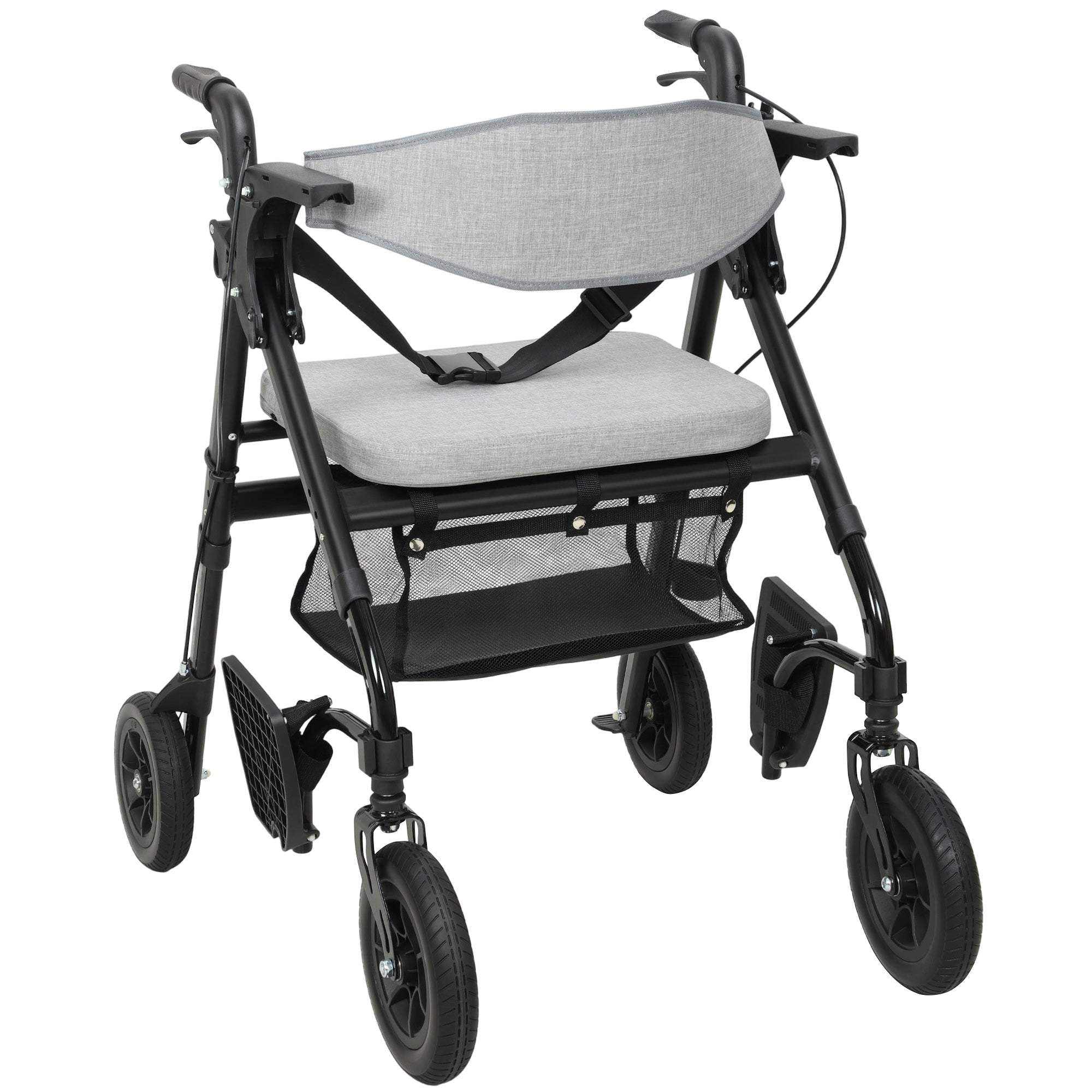 Rollator Walker Wheelchair, with Seat - Grey