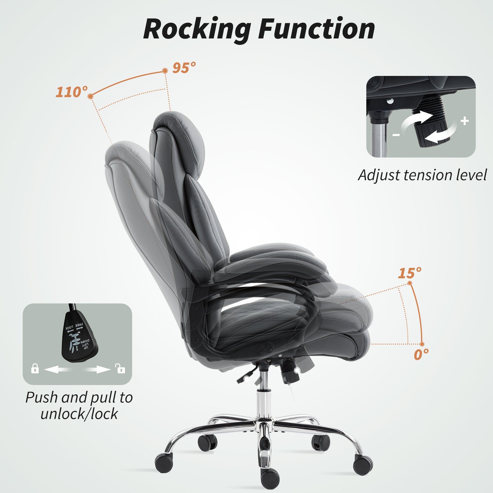 Super Padded Faux Leather Office Chair - Charcoal Grey