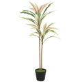 90 cm Artificial Cordyline Tree in Moss Effect Pot, Realistic PEVA Faux Plant, Yellow