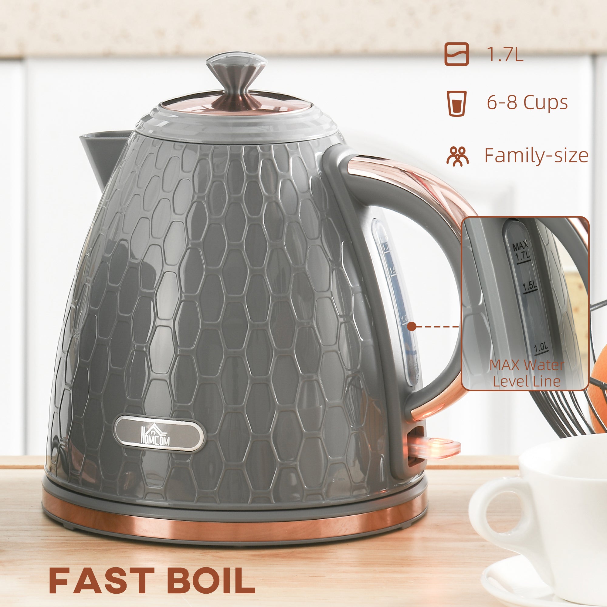 3kW Rapid Boil Honeycomb Kettle 1.7L - Grey