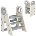 Adjustable Foldable Toddler Tower Step Stool with Non-Slip Surface - Grey