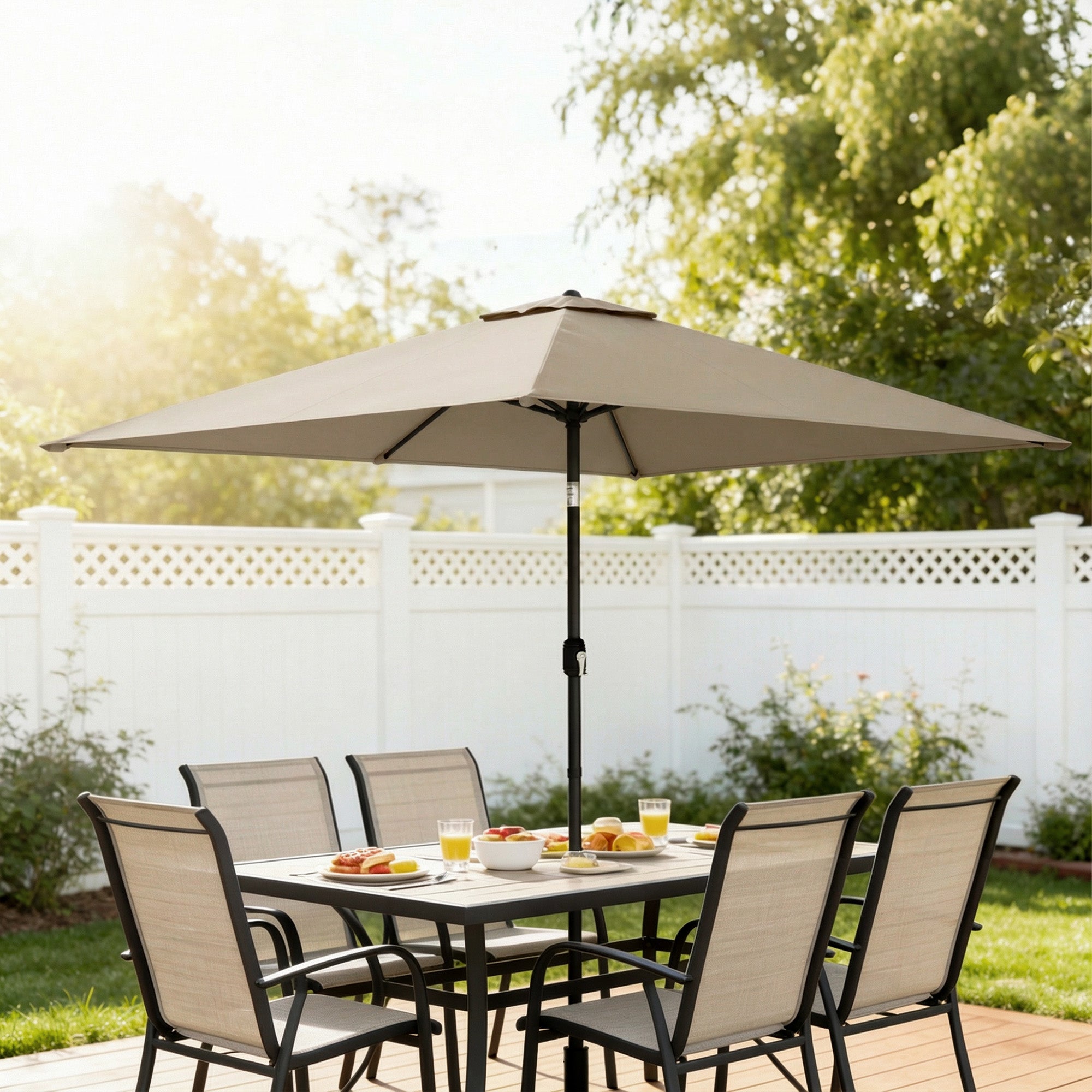 Garden Parasol, Parasol Umbrella with Crank Handle, Tilt Function, Polyester Canopy, Khaki